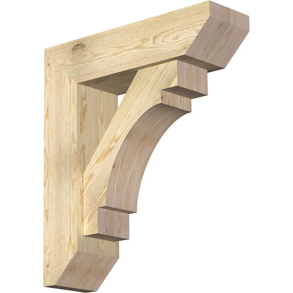 Ekena Millwork Merced Slat Rough Sawn Bracket w/ Offset Brace, Douglas Fir, 8"W x 28"D x 32"H BKT0806X28X32MRC06RDF - main